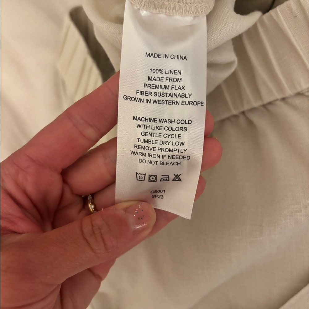 Quince 100% European Linen Tapered Ankle Pants Pockets, Sand - Picture 7 of 11